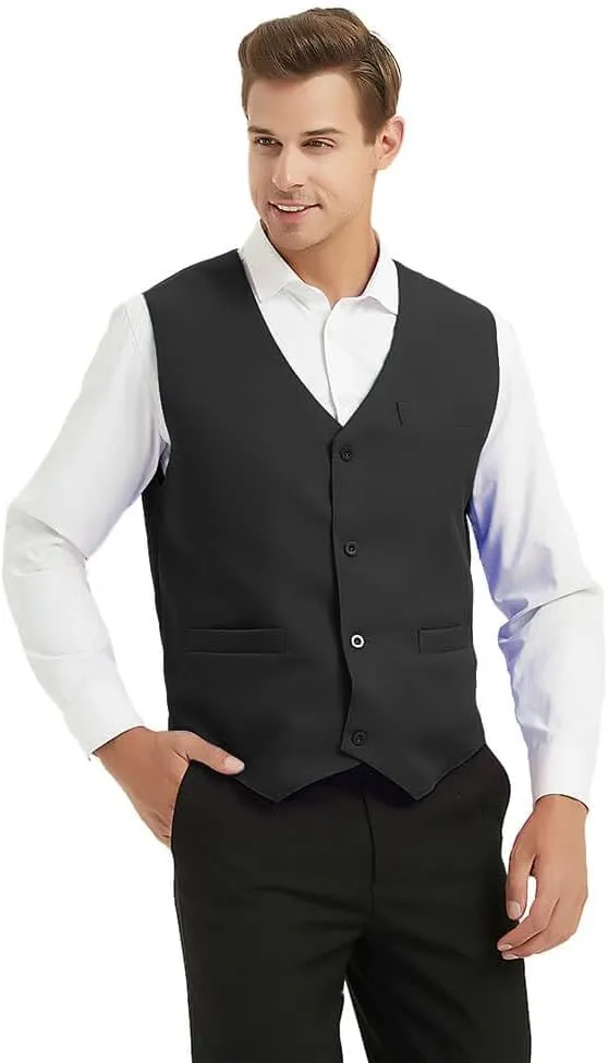 TopTie 5 Packs Unisex Waiter Uniform Vest Bartender Waitress Workwear with Pockets