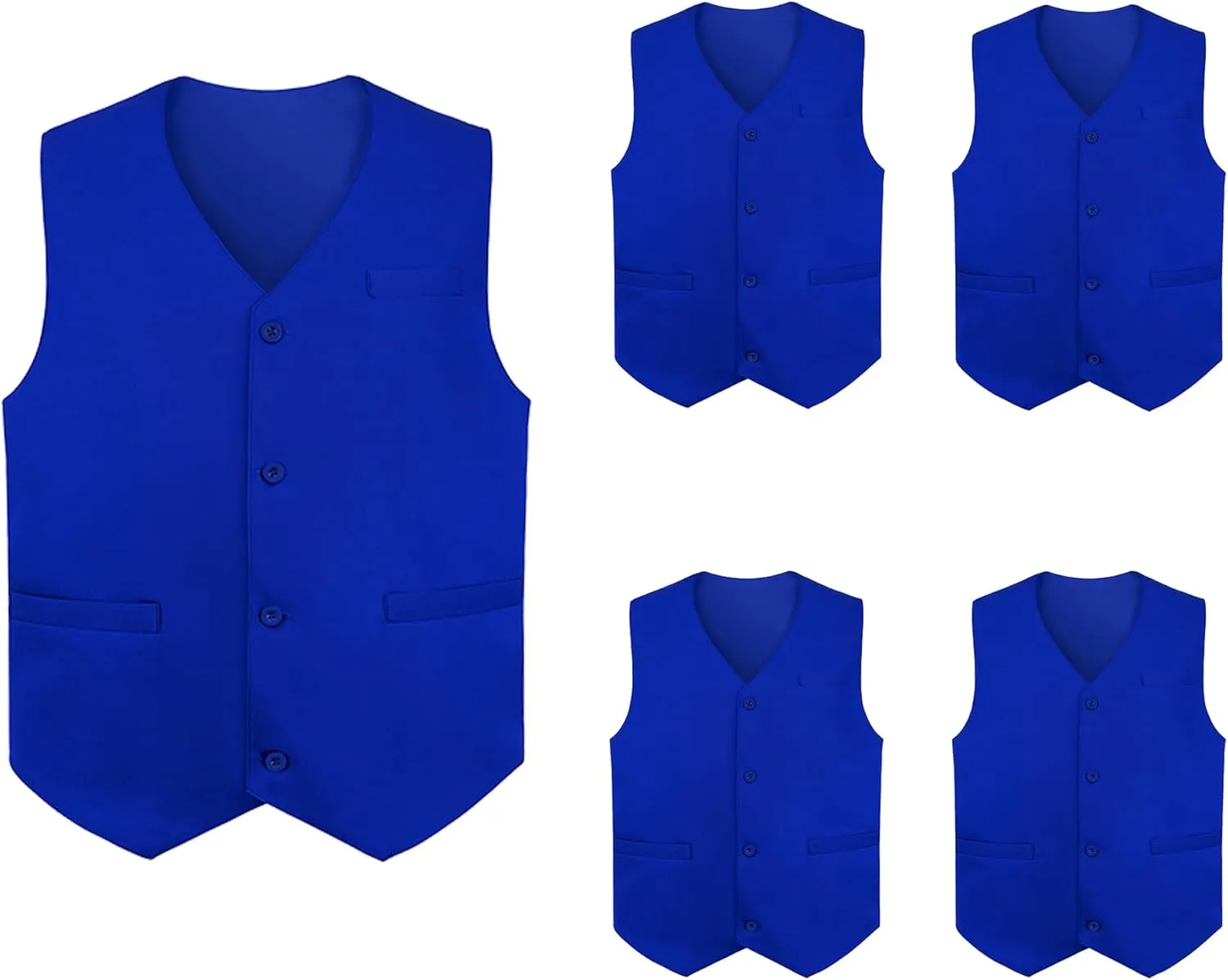 TopTie 5 Packs Unisex Waiter Uniform Vest Bartender Waitress Workwear with Pockets