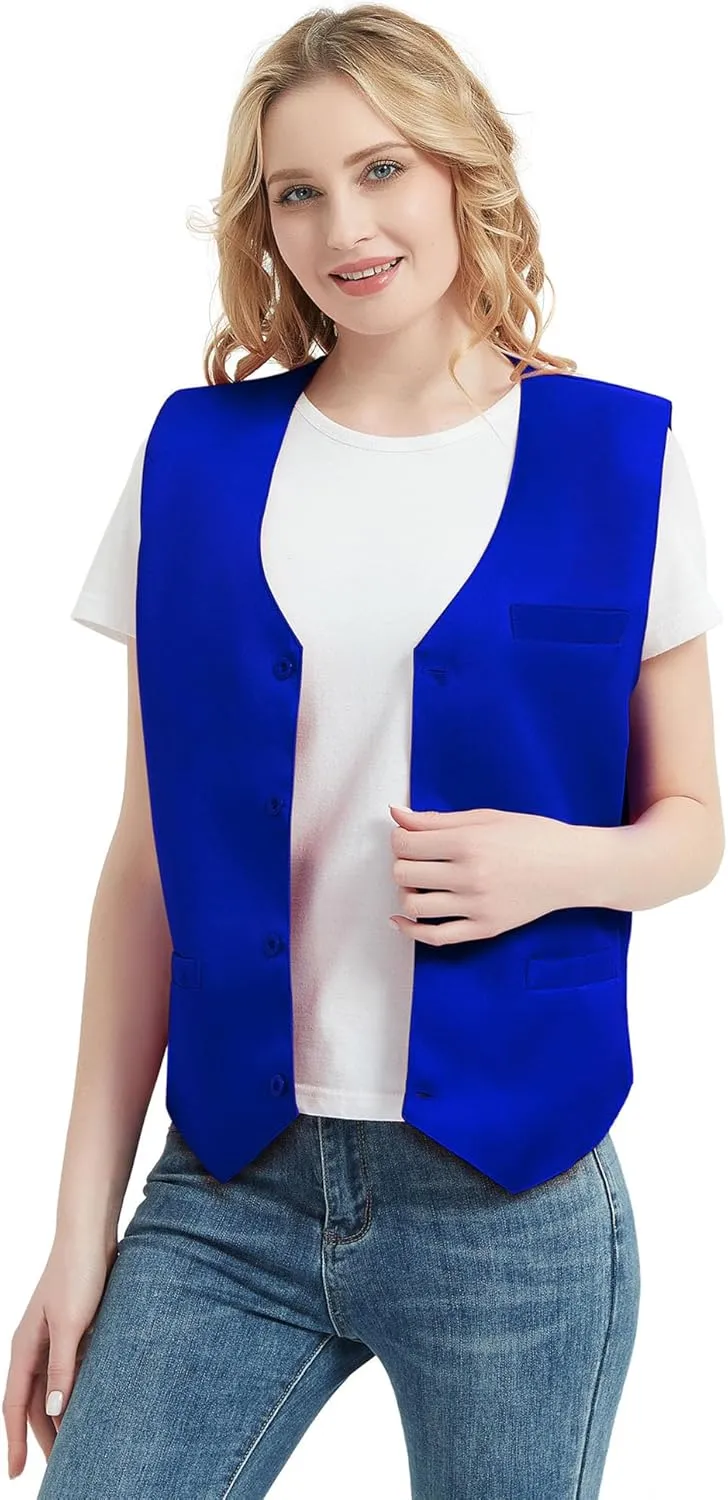 TopTie 5 Packs Unisex Waiter Uniform Vest Bartender Waitress Workwear with Pockets
