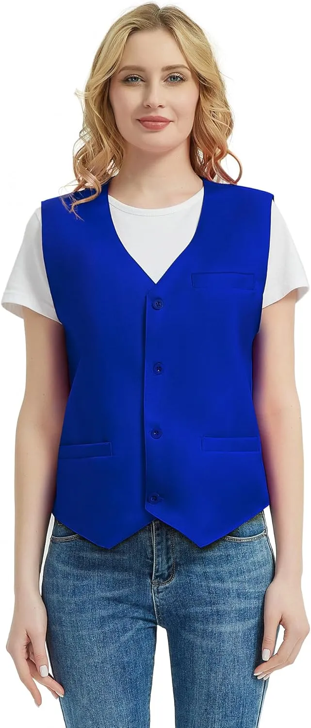TopTie 5 Packs Unisex Waiter Uniform Vest Bartender Waitress Workwear with Pockets