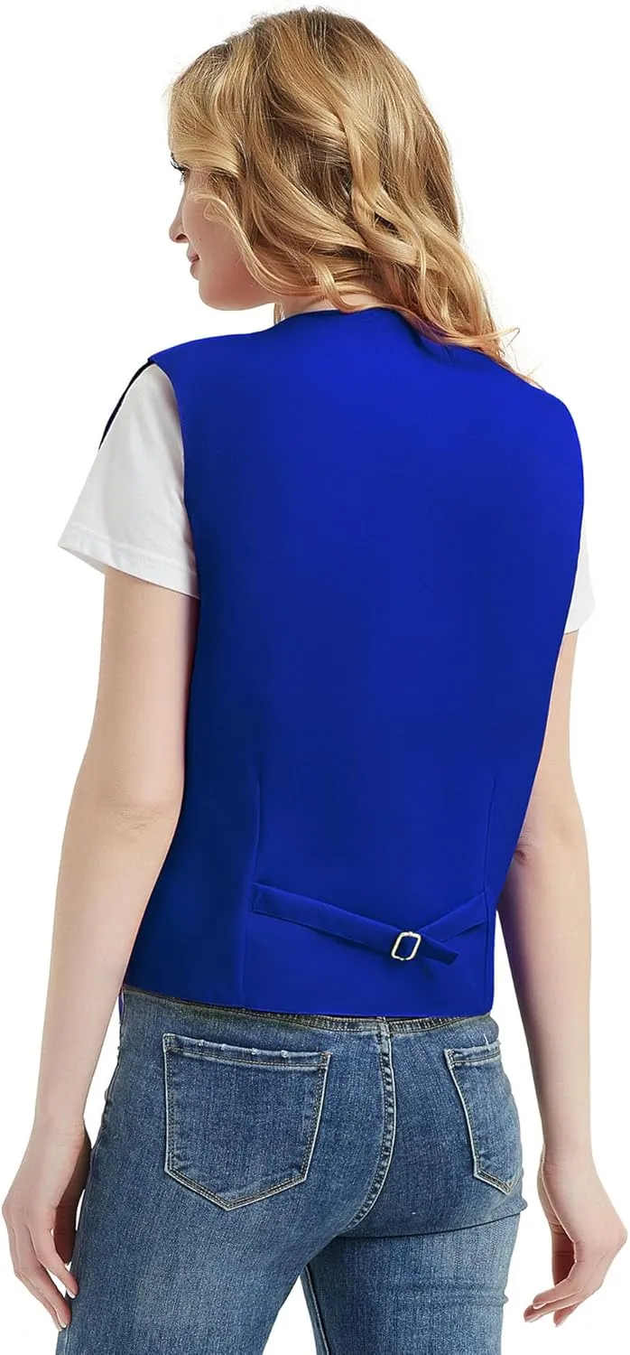 TopTie 5 Packs Unisex Waiter Uniform Vest Bartender Waitress Workwear with Pockets