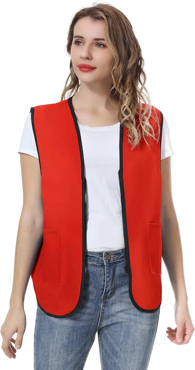 TopTie Supermarket Apron Zipper Vest For Clerk Uniform Vest 5 Packs