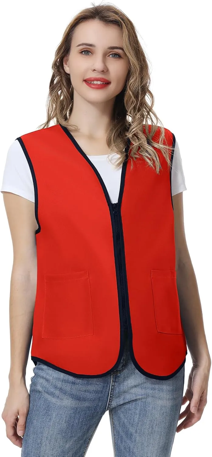 TopTie Supermarket Apron Zipper Vest For Clerk Uniform Vest 5 Packs