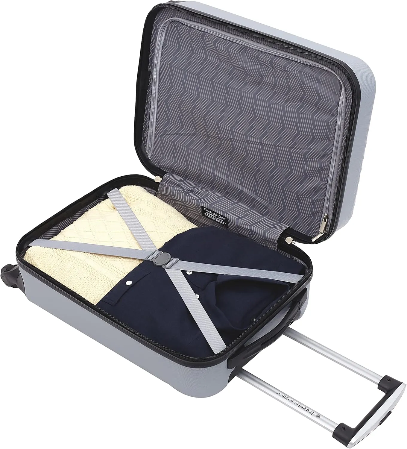 Travelers Club Cosmo Hardside Spinner Luggage, Silver, Carry-On 20-Inch