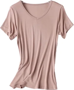 TulipSilk Women's Silk T-Shirt Luxury Short Tops