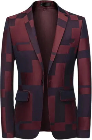 UNINUKOO Mens Blazer Jacket Plaid Slim Fit Casual Party Prom Ligthweight Sport Coat Suit Separates