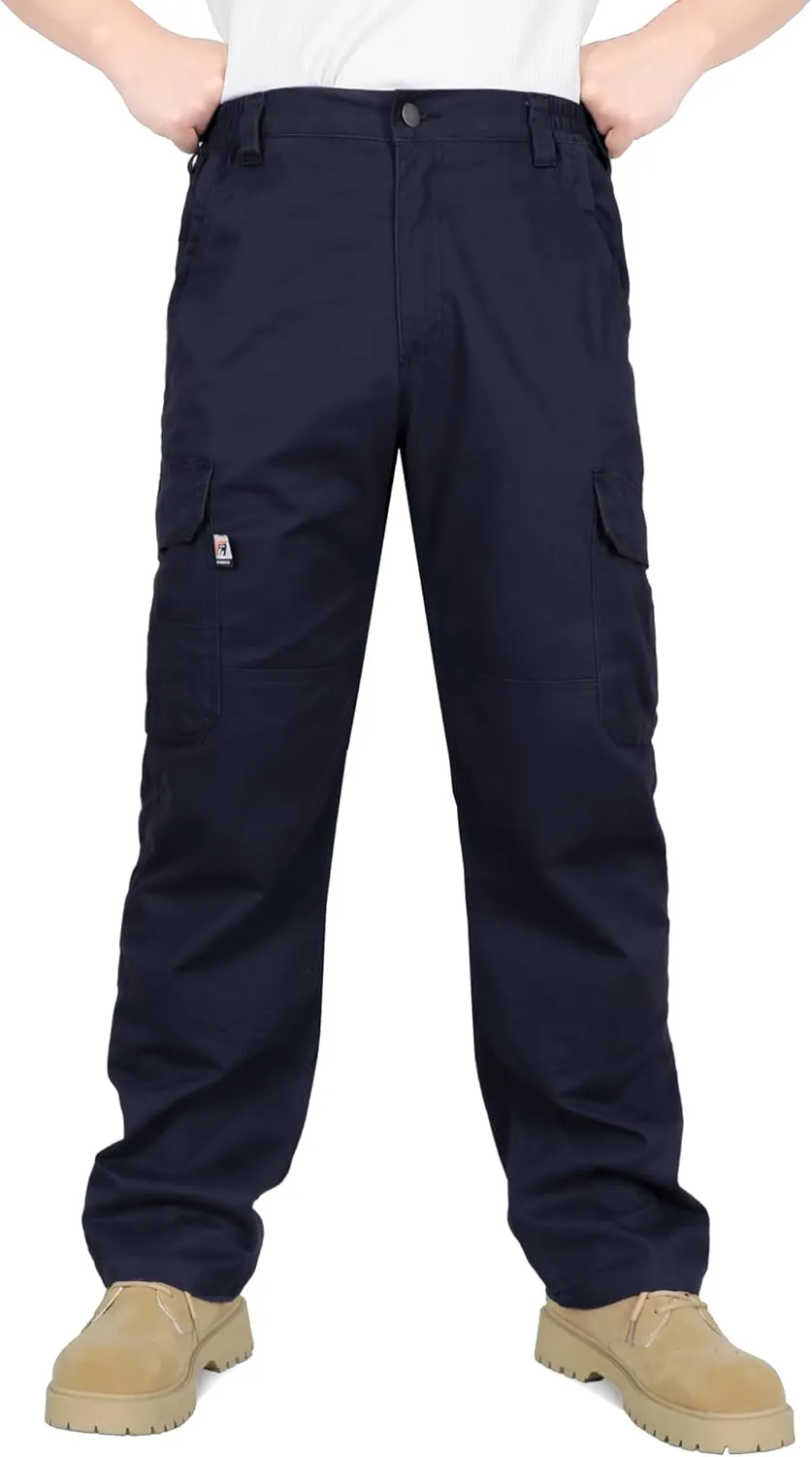 VATRENUS Men's FR Cargo Pants Flame Resistant Pants Lightweight 7.5oz 100% Cotton Fire Retardant Elastic Waist Pants