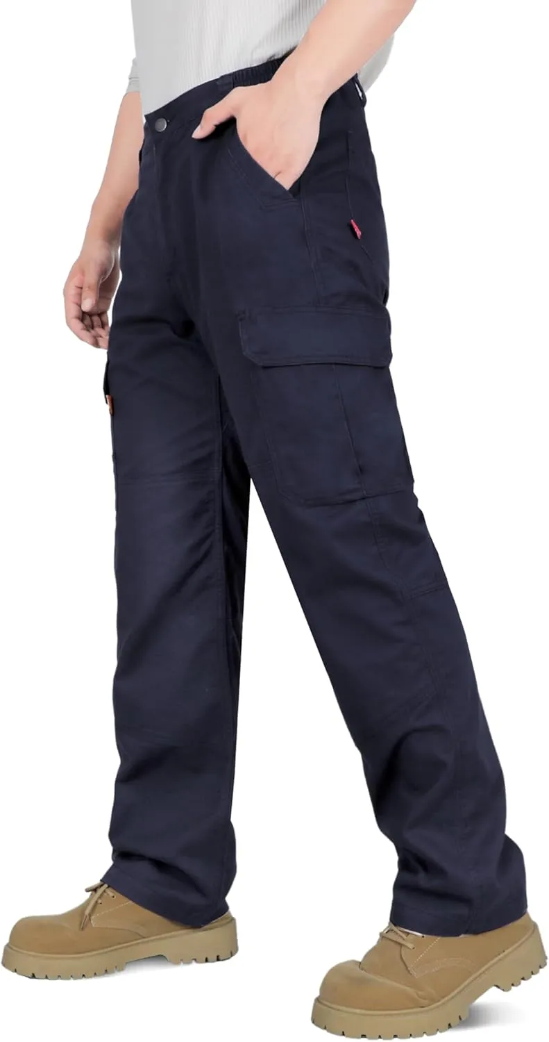 VATRENUS Men's FR Cargo Pants Flame Resistant Pants Lightweight 7.5oz 100% Cotton Fire Retardant Elastic Waist Pants