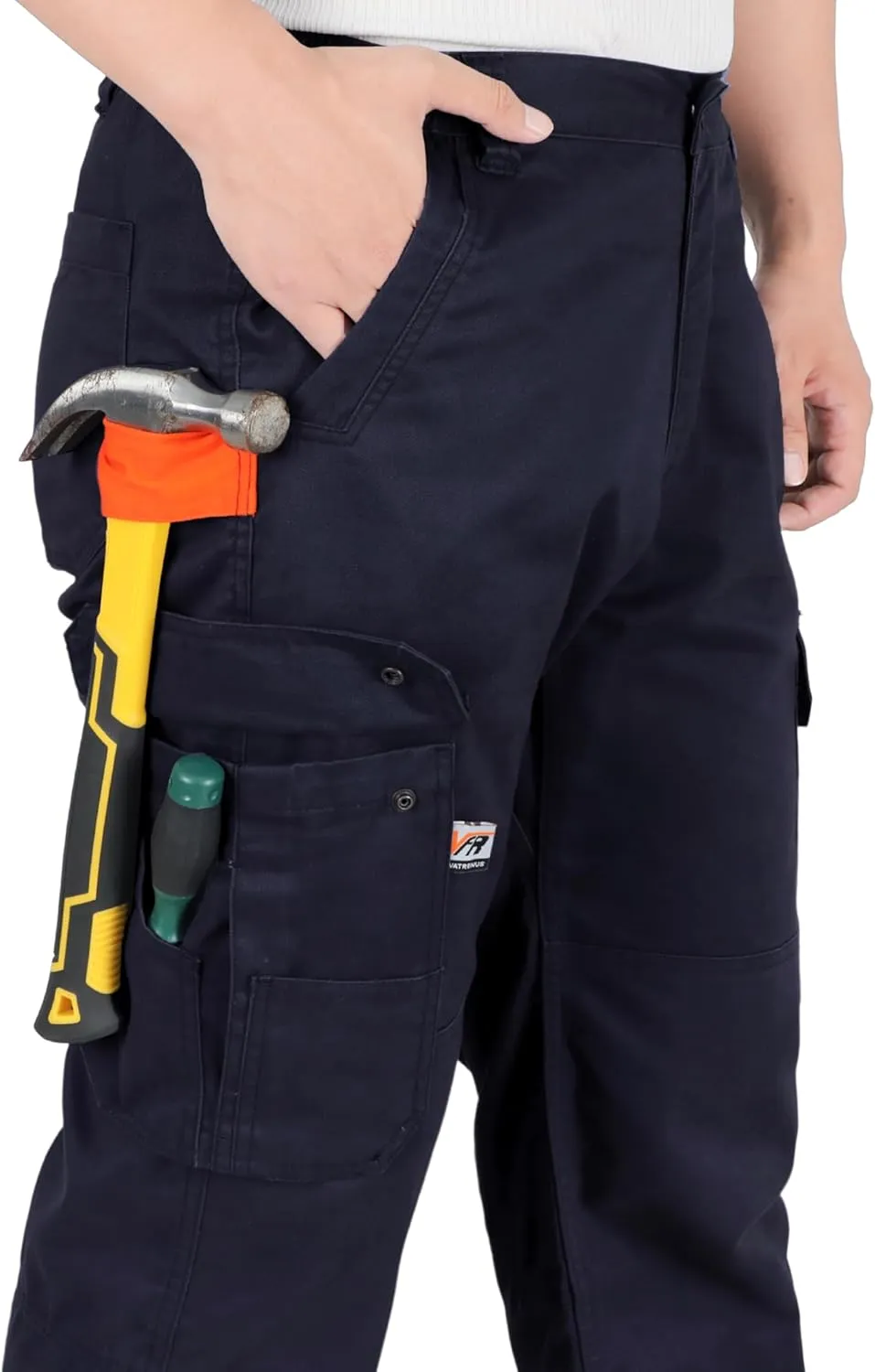 VATRENUS Men's FR Cargo Pants Flame Resistant Pants Lightweight 7.5oz 100% Cotton Fire Retardant Elastic Waist Pants