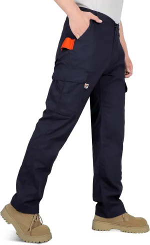 VATRENUS Men's FR Cargo Pants Flame Resistant Pants Lightweight 7.5oz 100% Cotton Fire Retardant Elastic Waist Pants