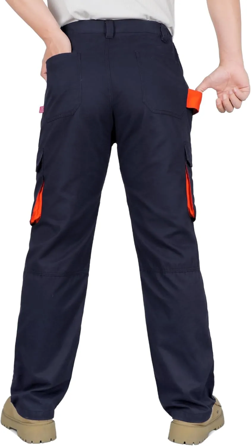 VATRENUS Men's FR Cargo Pants Flame Resistant Pants Lightweight 7.5oz 100% Cotton Fire Retardant Elastic Waist Pants