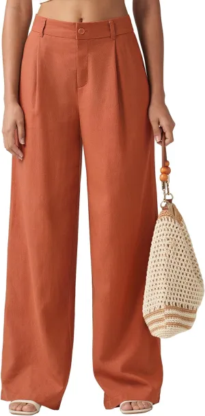 Willit Women's Linen Pants Wide Leg Work Dress Pants Casual Slacks Business Pants with Pockets 29" 31"