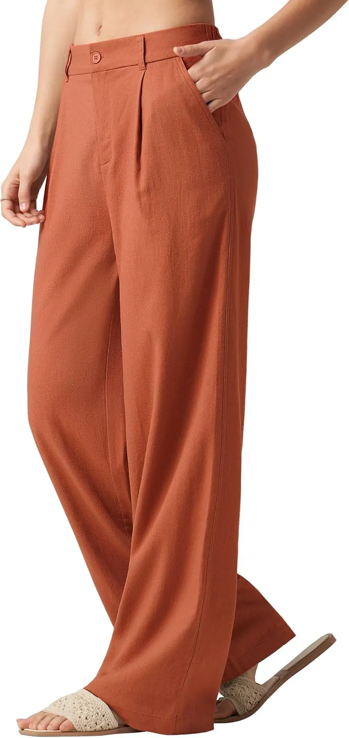 Willit Women's Linen Pants Wide Leg Work Dress Pants Casual Slacks Business Pants with Pockets 29" 31"