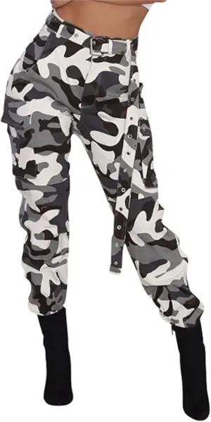 Women Camo Cargo Pants Camouflage Army Fatigue High Waisted Jogger Sweatpants Plus Size