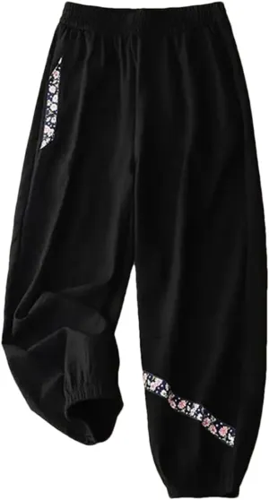 Women Casual Ankle-Length Pants Elastic Waist Basics Pant Harem Pants Elastic Waist Cotton Pant