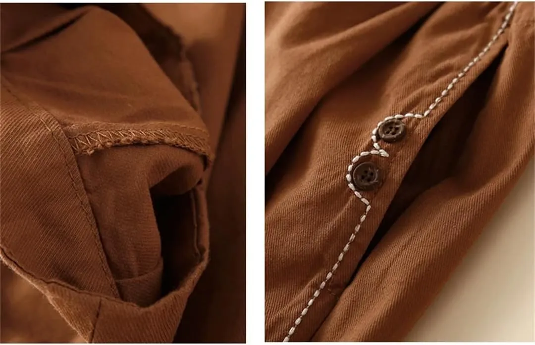 Women Cotton Casual Pants Simple Style Solid Elastic Waist Loose Ankle-Length Harem Pants