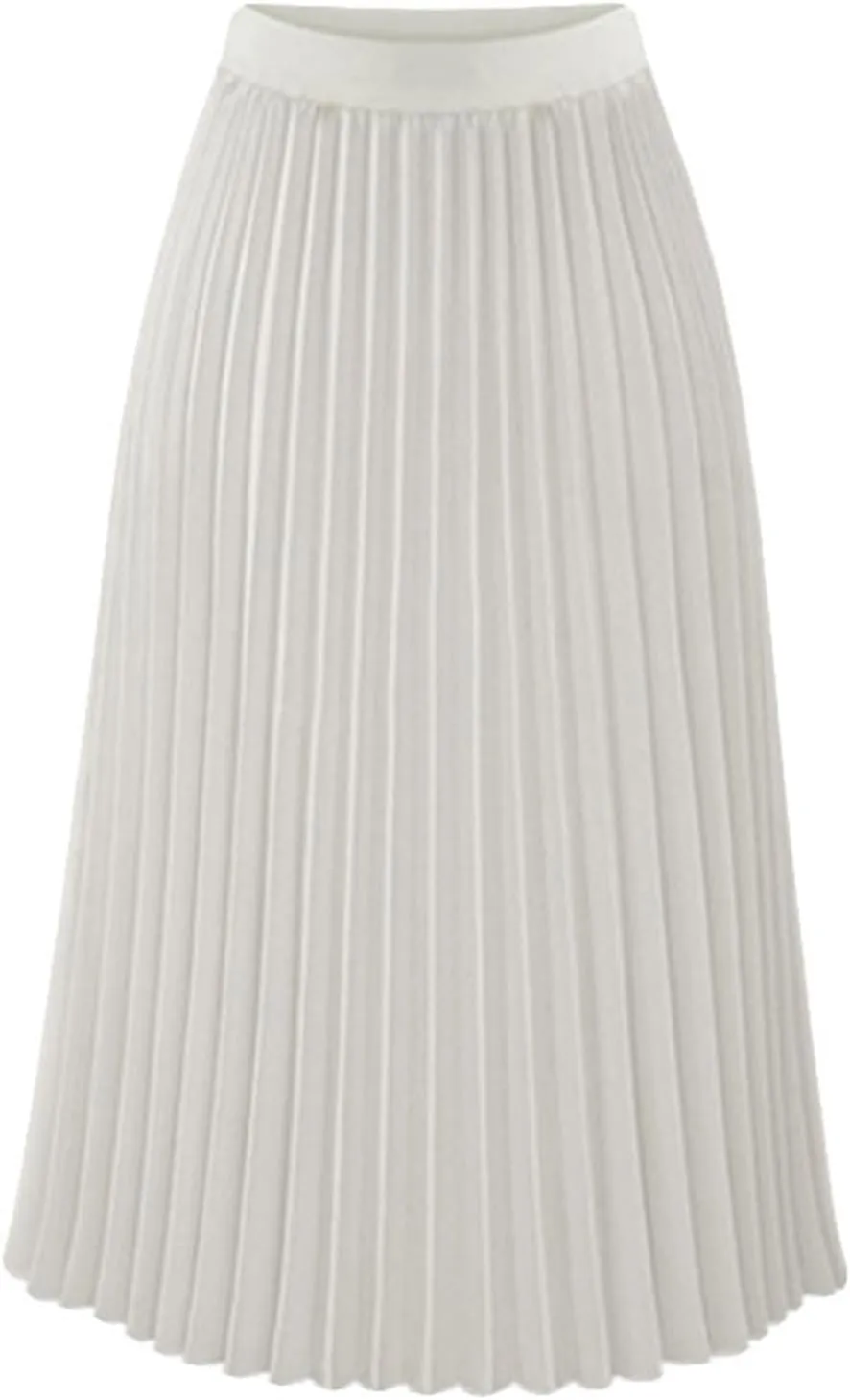 Women High Elastic Waist Pleated Chiffon Skirt Midi Swing Flare Casual A-line Skirts Pleated Midi Skirts for Women