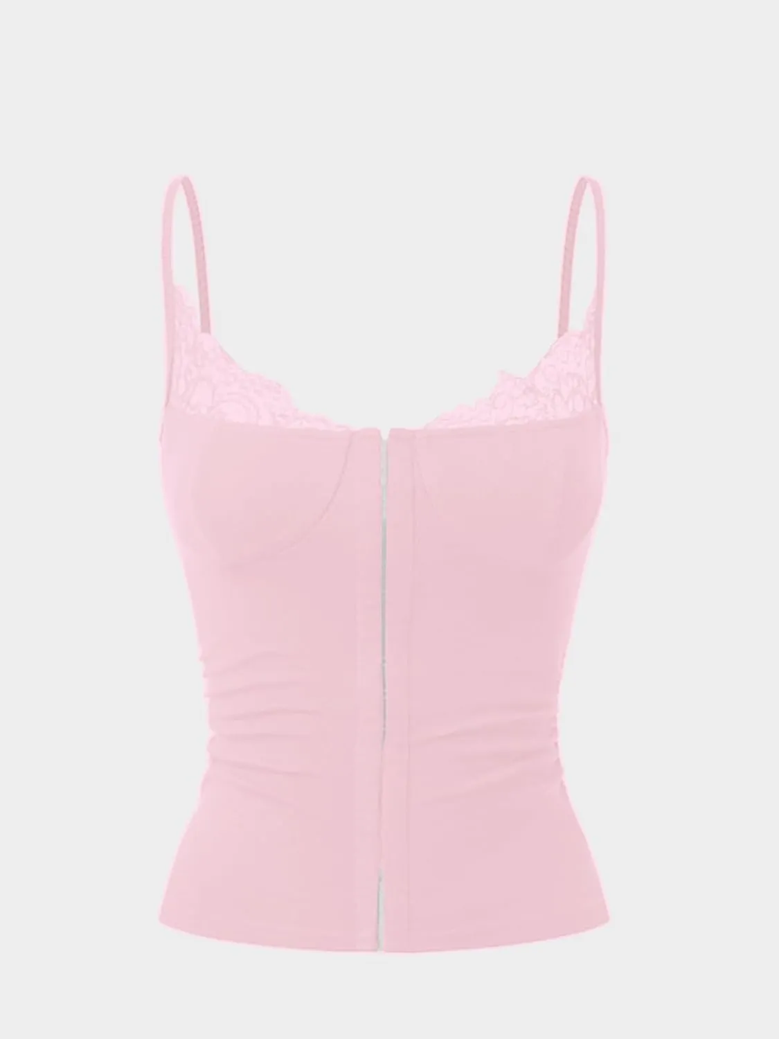 Women Lace Trim Tank Cami Top with Built in Bra Cute Padded Lingerie for Summer Date Night Going Out