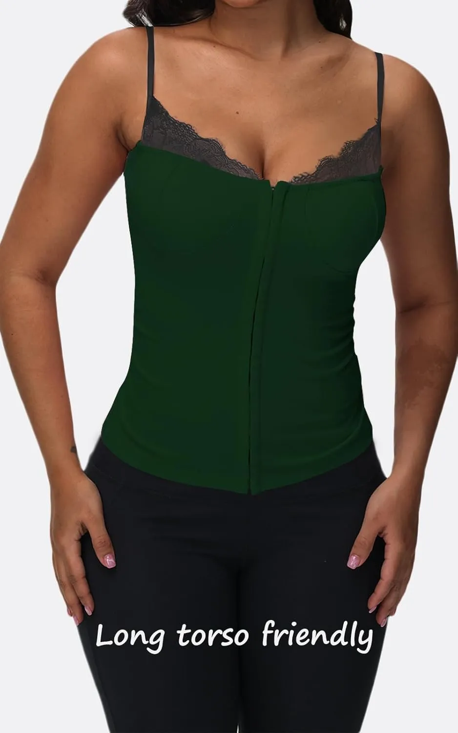 Women Lace Trim Tank Cami Top with Built in Bra Cute Padded Lingerie for Summer Date Night Going Out
