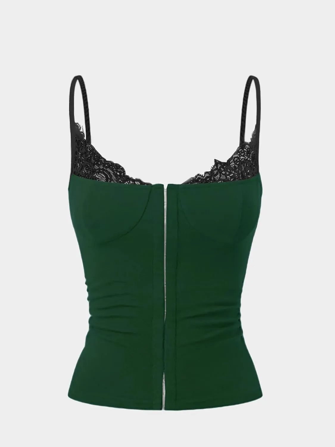 Women Lace Trim Tank Cami Top with Built in Bra Cute Padded Lingerie for Summer Date Night Going Out