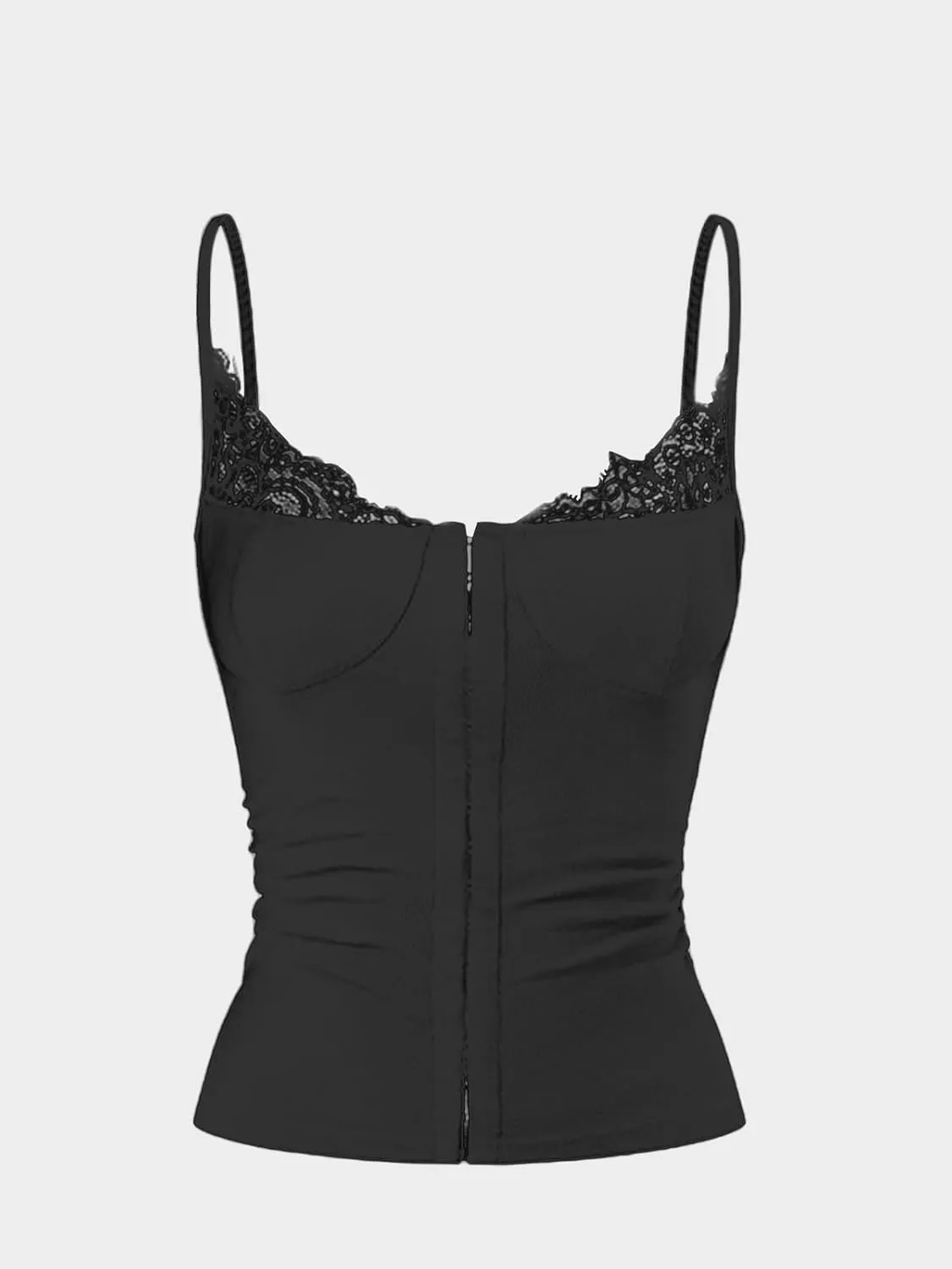 Women Lace Trim Tank Cami Top with Built in Bra Cute Padded Lingerie for Summer Date Night Going Out