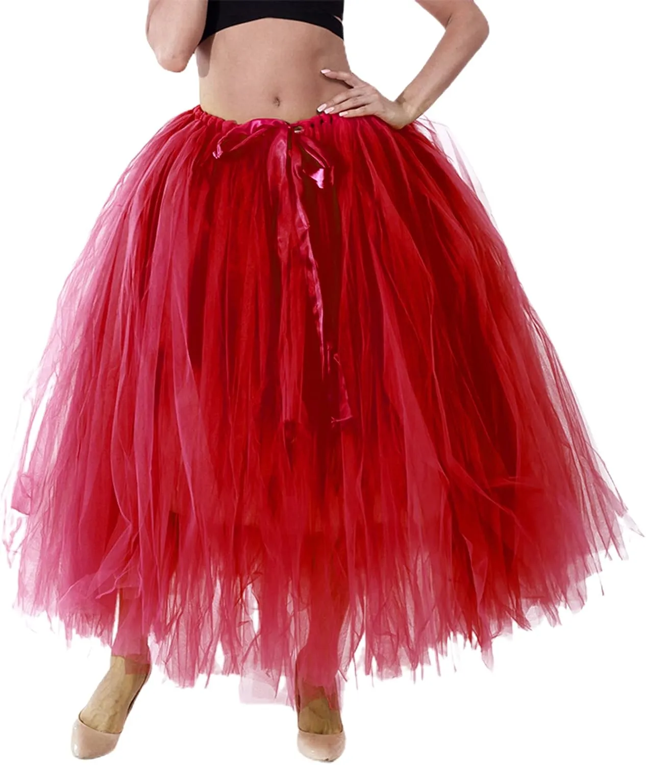 Women Plus Size Long Maxi Tutu Tulle Skirt Ballet Prom Party Wedding Layered Mesh A-Line Skirt