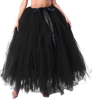 Women Plus Size Long Maxi Tutu Tulle Skirt Ballet Prom Party Wedding Layered Mesh A-Line Skirt