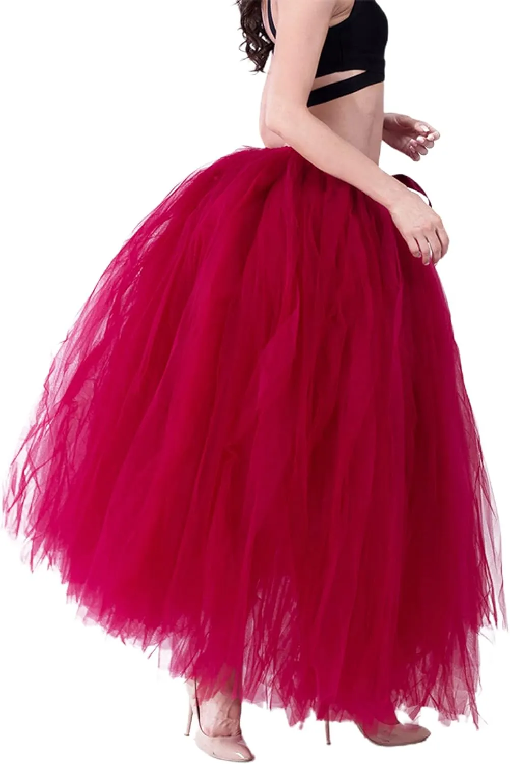 Women Plus Size Long Maxi Tutu Tulle Skirt Ballet Prom Party Wedding Layered Mesh A-Line Skirt