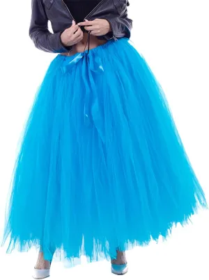 Women Plus Size Long Maxi Tutu Tulle Skirt Ballet Prom Party Wedding Layered Mesh A-Line Skirt