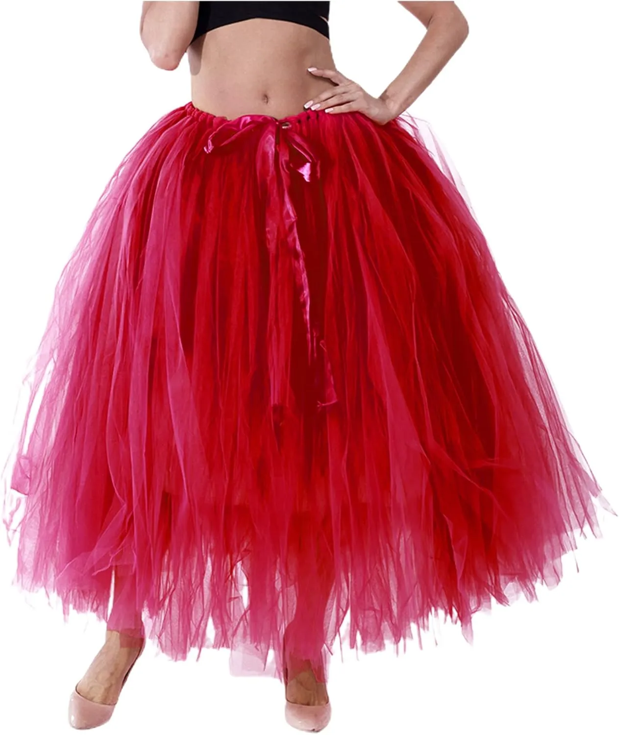 Women Plus Size Long Maxi Tutu Tulle Skirt Ballet Prom Party Wedding Layered Mesh A-Line Skirt