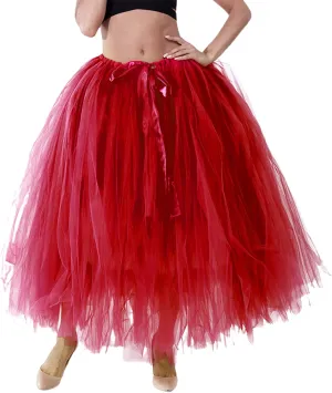 Women Plus Size Long Maxi Tutu Tulle Skirt Ballet Prom Party Wedding Layered Mesh A-Line Skirt