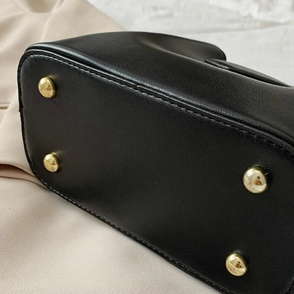 Women PU Leather Crossbody Bag Trendy Bucket Shoulder Purse Commuting Tote Handbag Travel Dating