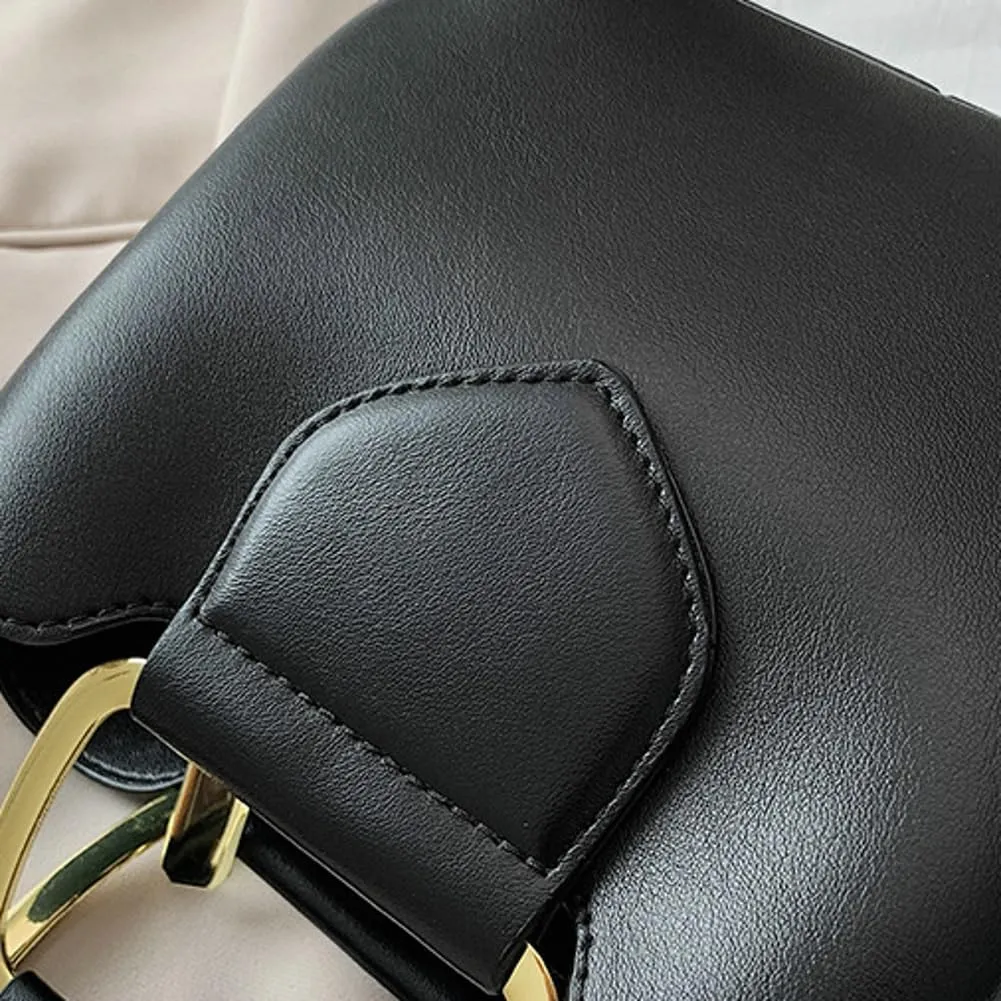 Women PU Leather Crossbody Bag Trendy Bucket Shoulder Purse Commuting Tote Handbag Travel Dating