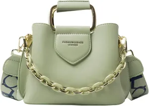 Women PU Leather Crossbody Bag Trendy Bucket Shoulder Purse Commuting Tote Handbag Travel Dating