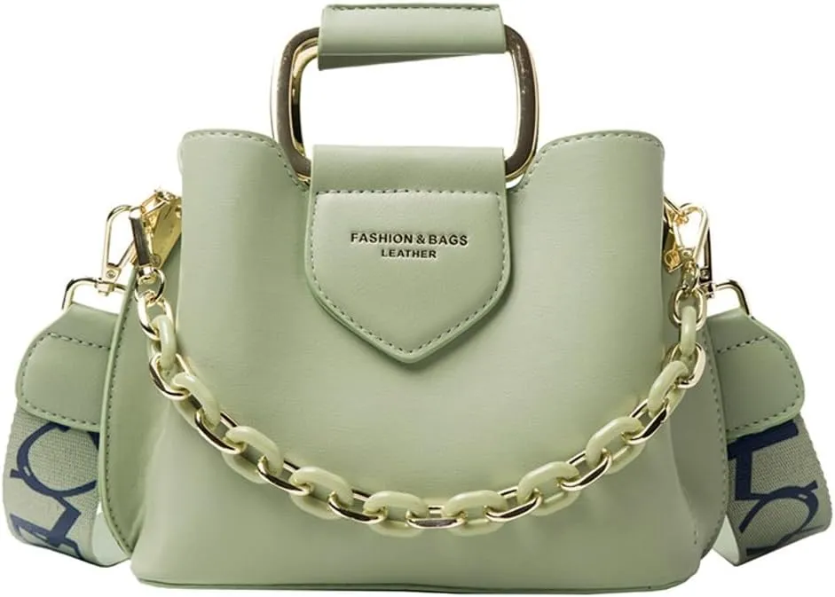Women PU Leather Crossbody Bag Trendy Bucket Shoulder Purse Commuting Tote Handbag Travel Dating