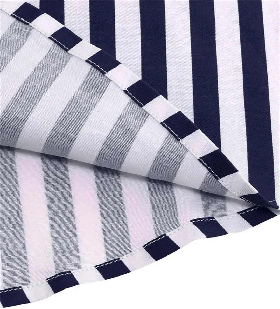Women Striped A Line Skirts Cotton Midi Swing Skirt Flared Stretchy Skater Mini Party Skirt