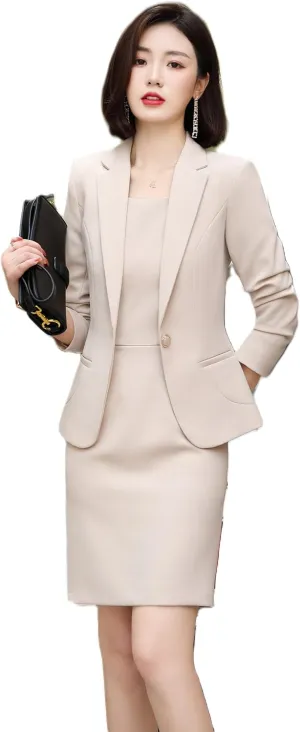 Women's 2 Piece Suit Skirt Set Business Casual Long Sleeve Blazer and Pencil Skirt