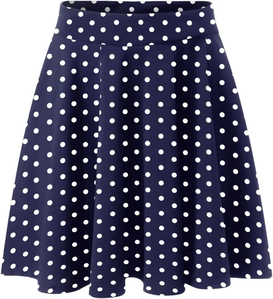 Womens A Line Midi Skirt Flared High Waist Skirts Polka Dot Pleated Ruffle Hem Vintage Mini Skirt for Women Dress