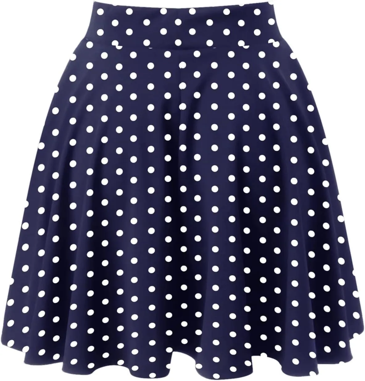 Womens A Line Midi Skirt Flared High Waist Skirts Polka Dot Pleated Ruffle Hem Vintage Mini Skirt for Women Dress
