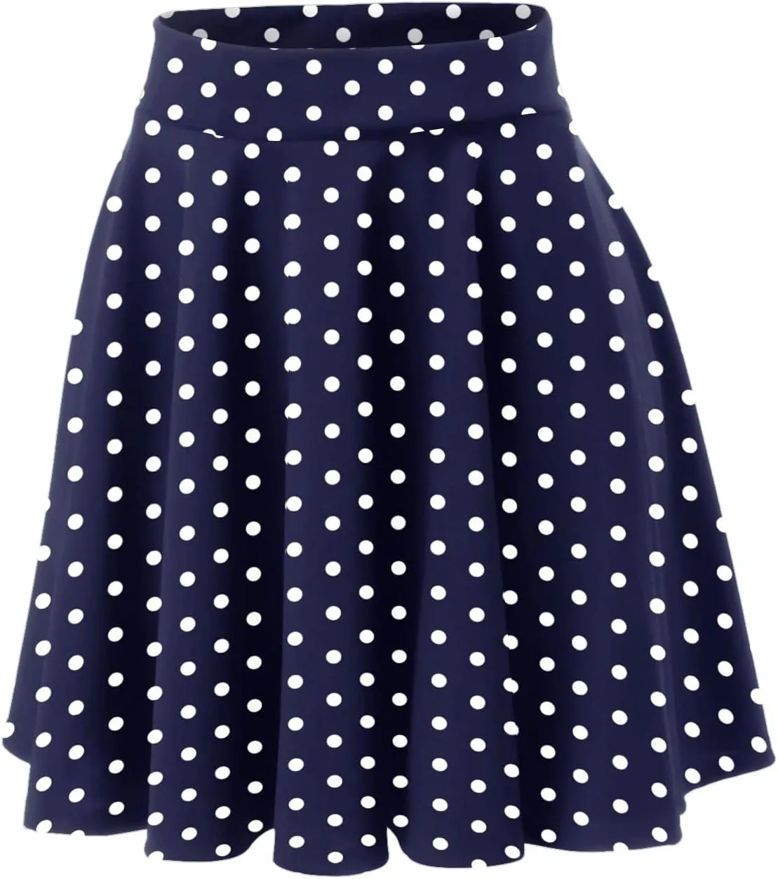 Womens A Line Midi Skirt Flared High Waist Skirts Polka Dot Pleated Ruffle Hem Vintage Mini Skirt for Women Dress