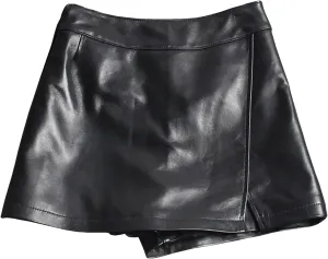 Womens Asymmetric Leather Shorts Sheepskin High Waist Spring Summer Slim Fit