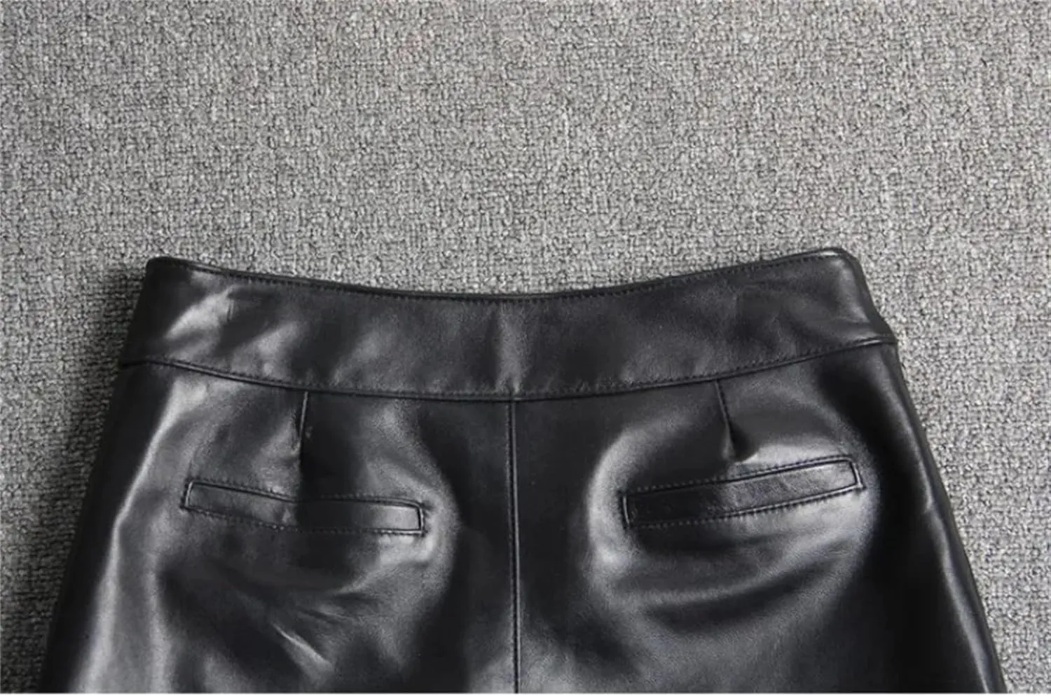 Womens Asymmetric Leather Shorts Sheepskin High Waist Spring Summer Slim Fit