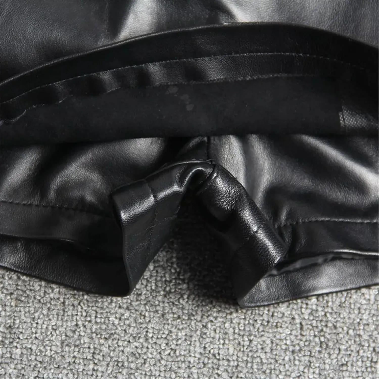 Womens Asymmetric Leather Shorts Sheepskin High Waist Spring Summer Slim Fit