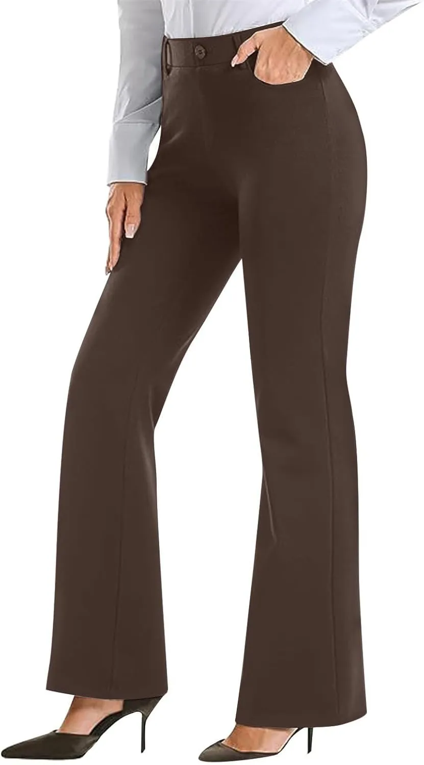 Womens Bootcut Dress Pants Business Casual Work Pants with Pockets High Waist Stretchy Trousers Office Slacks