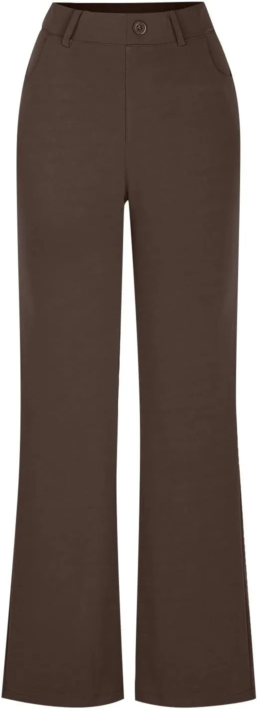 Womens Bootcut Dress Pants Business Casual Work Pants with Pockets High Waist Stretchy Trousers Office Slacks