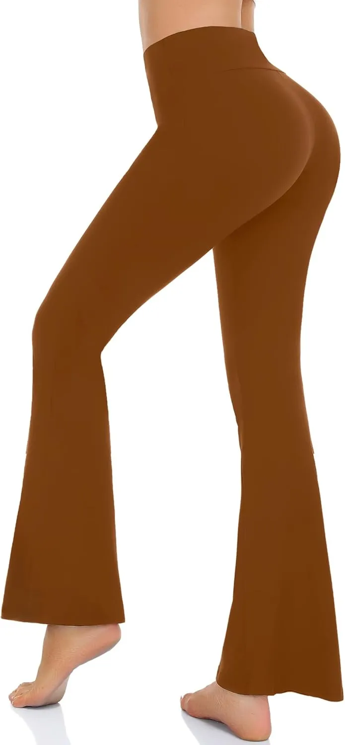 Womens Bootcut Yoga Pants Tummy Control Flare Leggings High Waist Crossover Lounge Bell Bottom Jazz Dress Baseball Pants