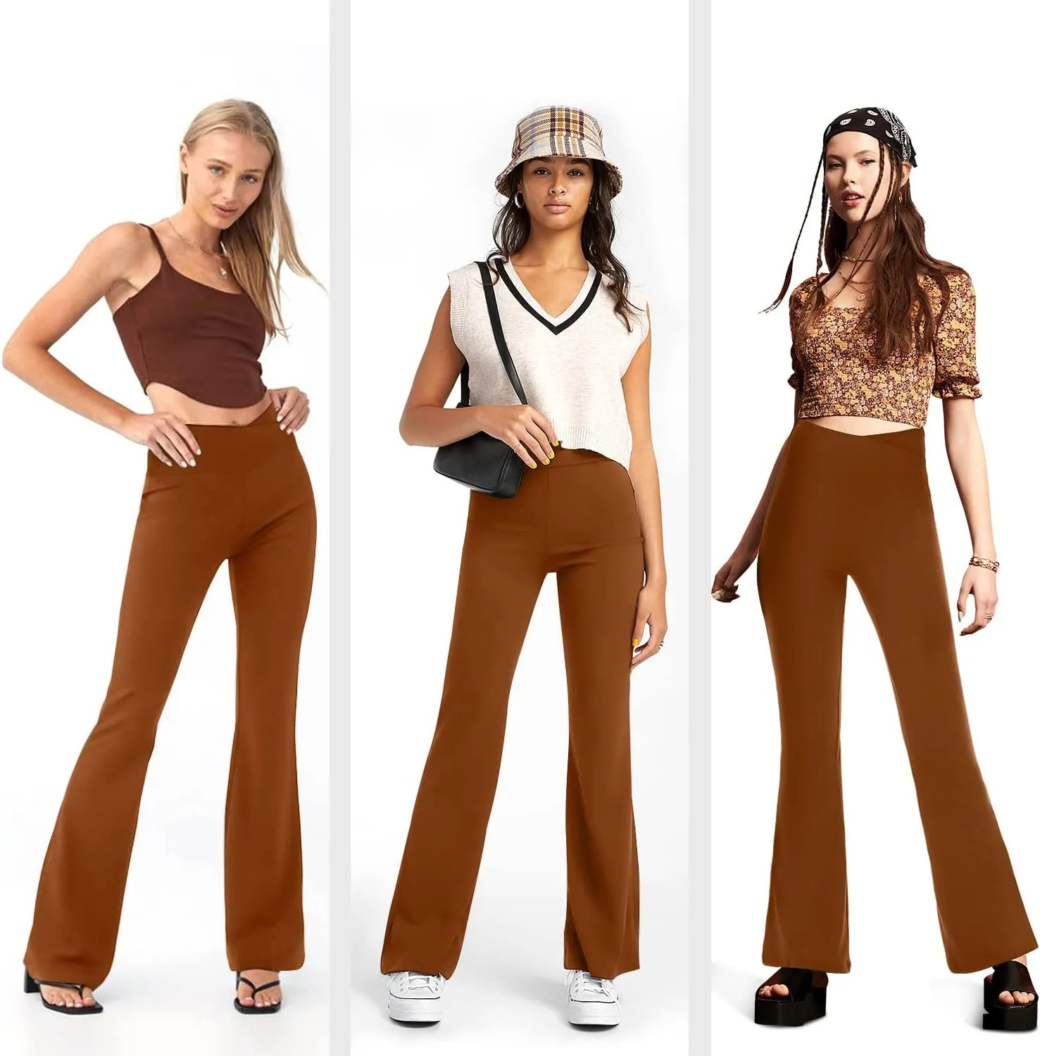 Womens Bootcut Yoga Pants Tummy Control Flare Leggings High Waist Crossover Lounge Bell Bottom Jazz Dress Baseball Pants