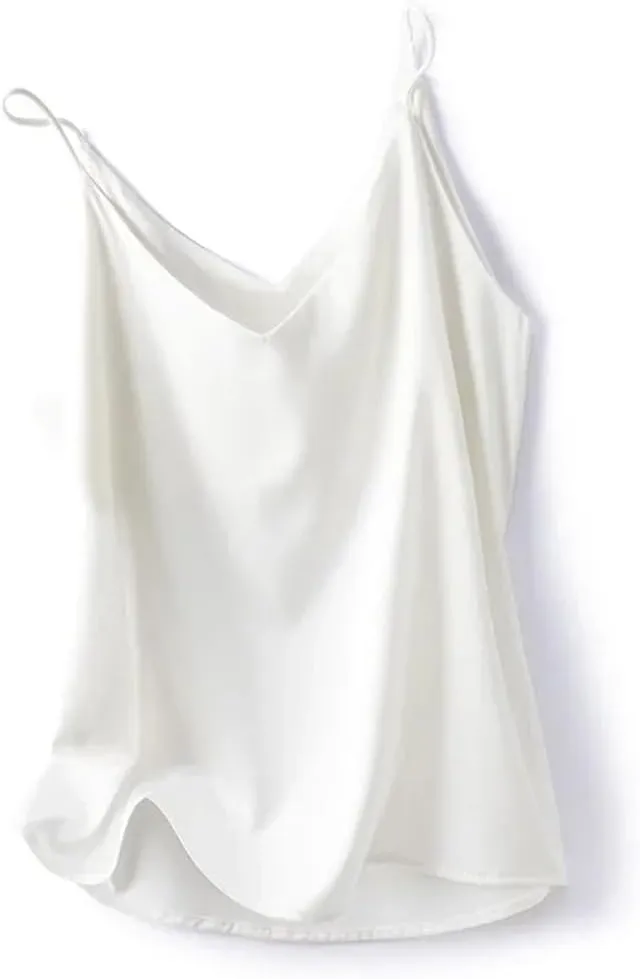 Women's Camisole Summer Real Silk Solid Color V-Neck Tank Top
