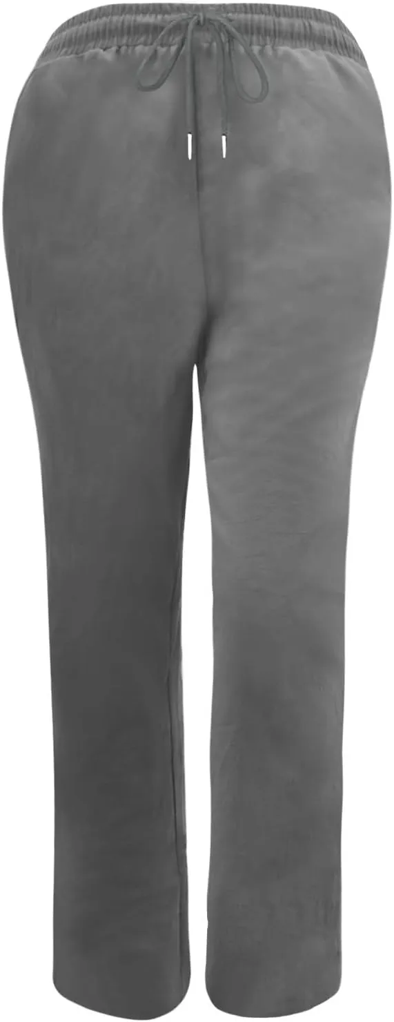 Womens Casual Cotton Linen Pants Plus Size Drawstring High Waist Pants Loose Fit Summer Pants Trousers with Pockets