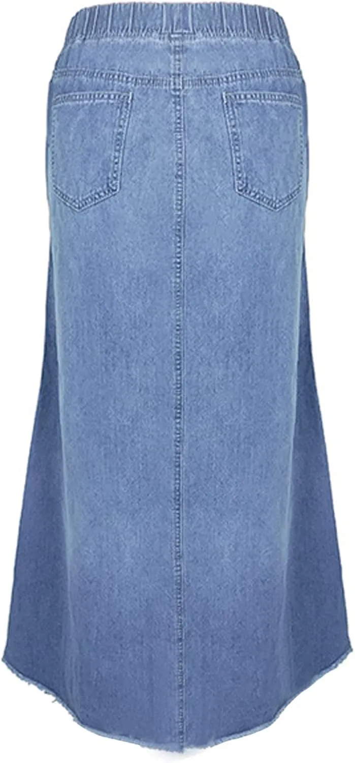 Women's Casual Skirts Women Fashion Denim Pencil Skirt High Waisted Blow Knee Blue Jeans Skirts Plaid Skirt for